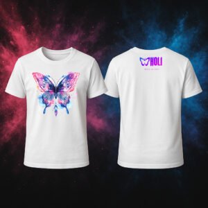 Camiseta Oficial Holi Magia em cores pink blue